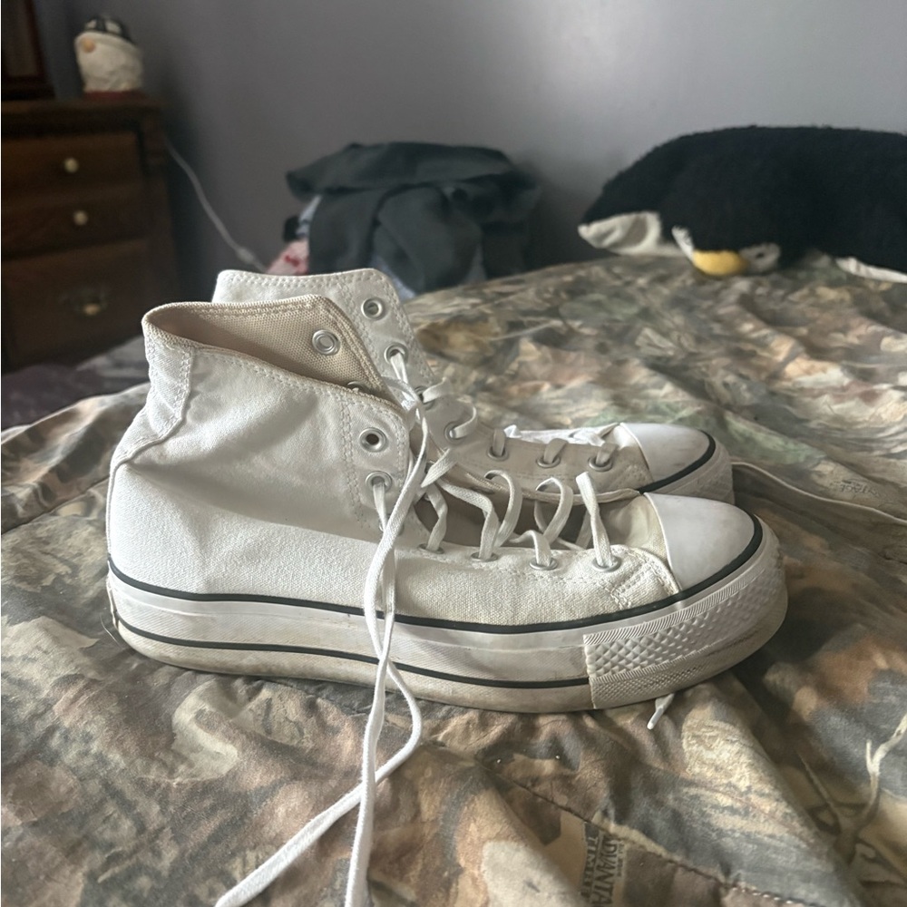 White High-Top Canvas Sneakers